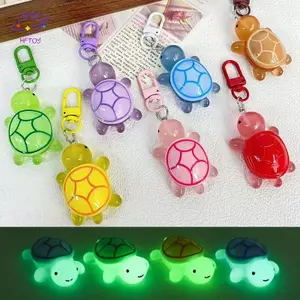 HFTOY Hoạt Hình Nhựa Dạ Quang Rùa Trang Trí Móc Khóa Màu Phát Sáng Trong Tối Rùa Móc Khóa Túi Mặt Dây Chuyền Phụ Kiện Bạn Gái Quà Tặng ~