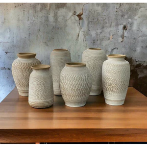 Bình gốm cắm hoa Bát Tràng hoạ tiết vân nâu trang trí studio, cắm hoa hồng, cắm hoa giả, decor nội thất