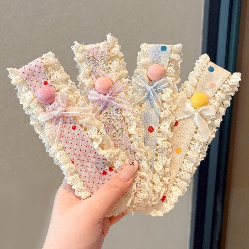 Set 2 Băng Đô Miếng Dán Tóc Velcro Magic Dán Hoa Dễ Thương Thời Trang Hàn Quốc - Phụ Kiện Tóc