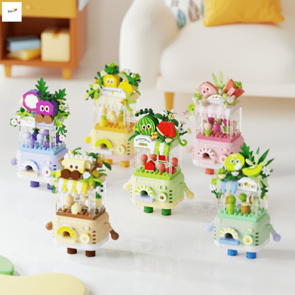 Khối xây dựng xếp hình dưa hấu Gashapon - Đồ chơi hạt vi mô hoạt hình DIY cho trẻ em