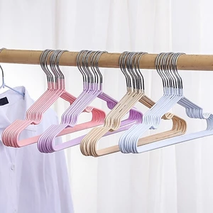 Mya 10 Chiếc Người Lớn Trẻ Em Kim Loại Thanh treo móc quần áo Có Lớp Phủ Nhựa Phù Hợp Với Áo Phơi Giá Đỡ Móc Chống Trơn Trượt Đầm Hol