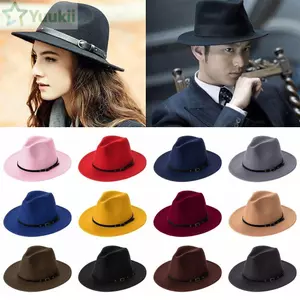 YUUKII Nỉ Fedora Mũ Nam Nữ Vành Rộng Thu Đông Panama Mũ Jazz