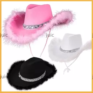 JUIC Bò Cô Gái Mũ Nữ Ngộ nghĩnh Cao Bồi Phụ Kiện Cosplay Hiệu Suất Sequin Bò Cô Gái Mũ