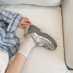 Nơ Ba Lê Phong Cách Mary Jane Giày Nữ Mới Đế Dày Tăng Chiều Cao Nhỏ Giày Da Khóa Dán Giày Thể