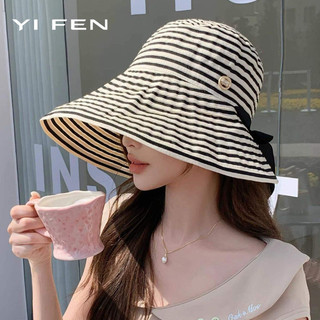 YIFEN Xuân Hè Phong Cách Mới Ngoài Trời Vành Lớn Sọc Tấm Che Nắng Mũ Nữ Du Lịch Mùa Hè Chống Tia Cực tím Có Thể Gập Lại Mũ Xô