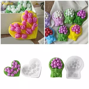 Khuôn giữ silicon hình hạt đậu để trang trí nhà cửa bằng thạch cao hoa tulip