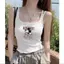 Áo yếm Cotton nguyên chất Mặc ngoài mùa hè Phong cách mới Ôm hơn In chữ Slim-fit Áo khoác ngoài không tay đế đeo hàng đầu dành cho nữ