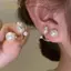 PNPIA- Bông tai ngọc trai giả hình hoa Tulip sang trọng nhẹ Hàn Quốc dành cho nữ Hai cách đeo đinh tán tai cho bé gái Trang sức dự tiệc hàng ngày
