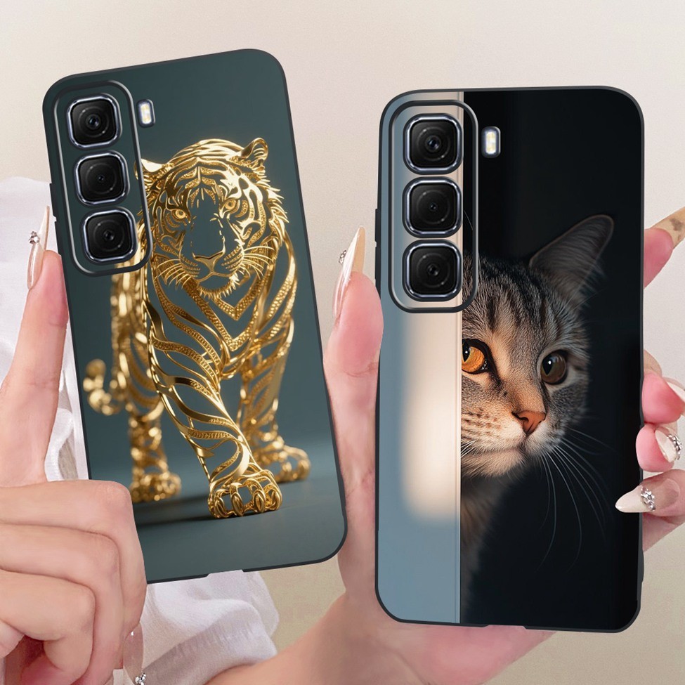 Dành Cho Infinix Hot50 4G X6882 X6882B Vỏ Cho Infinix Hot 50 4G Ốp Lưng Silicon Mèo Dễ Thương Hoa Sang Trọng Sơn Thoáng Mát Mềm Funda