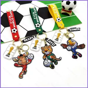 SQ11 2026 FIFA World Cup Phong Zayu Ly Hợp Linh Vật Acrylic Móc Khóa Quạt Bóng Đá Túi Lưu Niệm Quyến Rũ