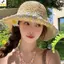 < YEI > Mũ rơm vành rộng rỗng dành cho nữ Mũ chống nắng ren thanh lịch cho kỳ nghỉ bên bờ biển ngoài trời Du lịch mùa hè Mới