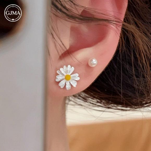 Bông tai ngọc trai hoa cúc Bộ 4 món Phụ kiện cao cấp ngọt ngào tươi