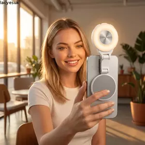 Đèn lấp đầy LACYESUK, Đèn Selfie có thể điều chỉnh độ sáng, Đèn LED 3 chế độ làm đẹp 360° Xoay đèn Selfie di động Vlogs