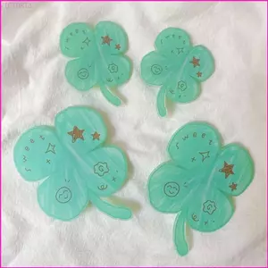 VIC Đương Đại Cỏ Ba Lá Kẹp Tóc Handmade Hoa Chi Tiết Kẹp Tóc Cô Gái Acrylic