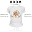 BOOM Áo Baby Tee Nữ Cotton Ôm Body-Áo Thun Ngắn Tay Y2K In Hình PhongCách Mùa Hè, Cổ Tròn Hàng Đầucách hàn quốc phong222