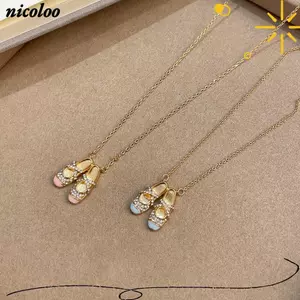 Vòng cổ giày ba lê NICOROO, Vòng cổ mặt dây chuyền thiết kế tinh tế, Phụ kiện trang sức màu hồng lãng mạn Dây chuyền xương đòn phát sáng cho nữ