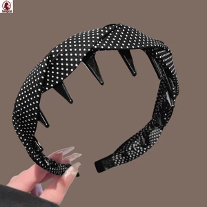 Băng đô buộc tóc chống trượt chấm bi màu đen dành cho nữ có lược ẩn Thiết kế có độ sáng cao Thích hợp để mặc hàng ngày
