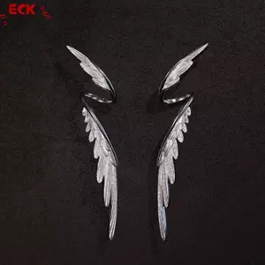 ECK Hợp Kim Đơn Giản Cánh Dài Stud Tính Khí Lông Bông Tai Hình Cánh Bạc Elf Tai Vòng Đeo Bông Tai Phụ Kiện Trang Sức Quà Tặng HOT