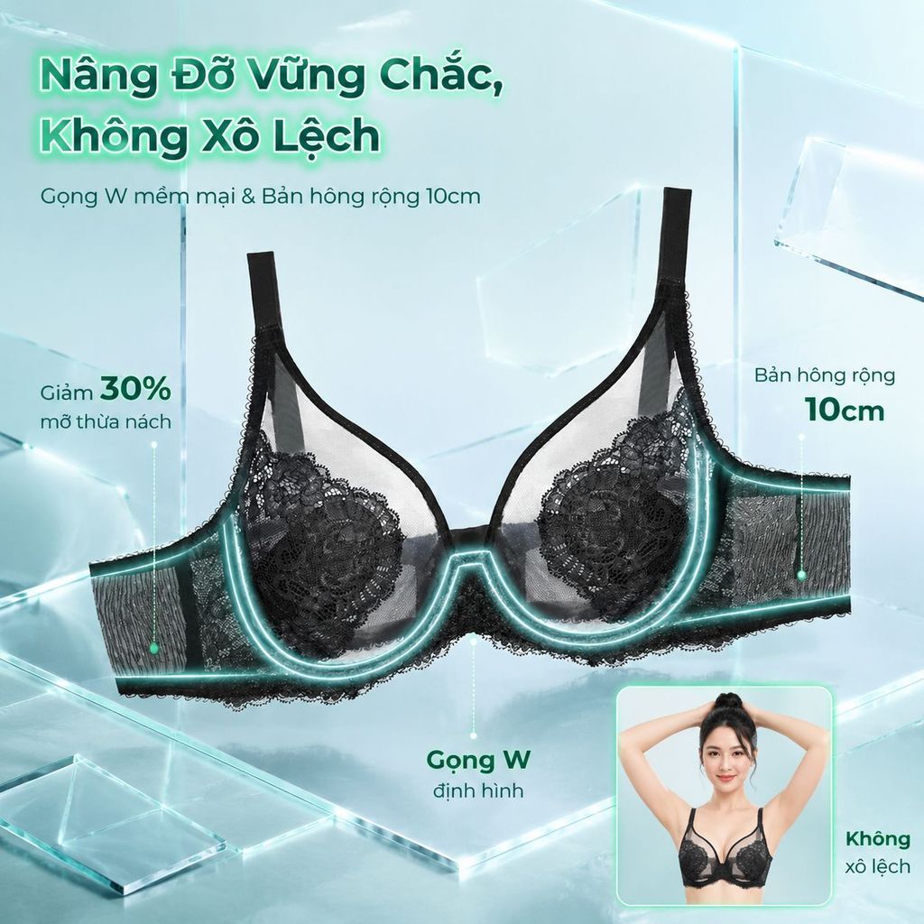 🔥Áo ngực ren mỏng | Áo ngực nâng và thu gọn vòng một | Thiết kế siêu mỏng chống chảy xệ | Bộ áo ngực thoáng mát
