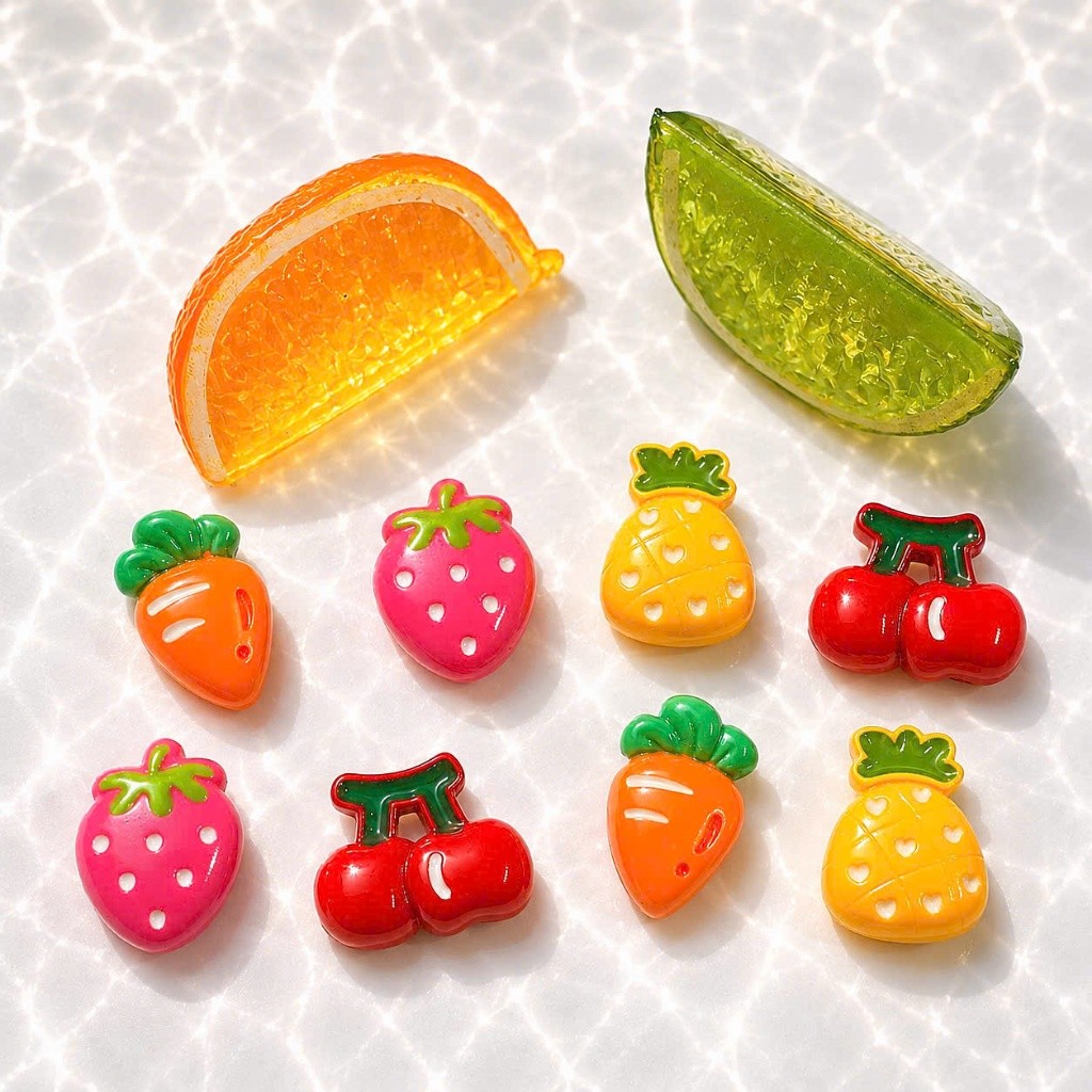 [ĐỘC QUYỀN]  Set Charm Trái Cây Mùa Hè Dâu Tây Dứa Cherry Cà Rốt Cam Chanh Kawaii Cute Trang Trí Dép Nổi Bật