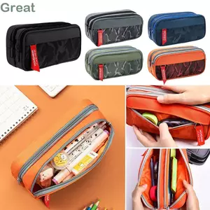 Túi Đựng Bút GREAT, Túi Văn Phòng Phẩm Dung Tích Lớn Hai Lớp, Trường Bút Chì Canvas Đa Năng Sáng Tạo