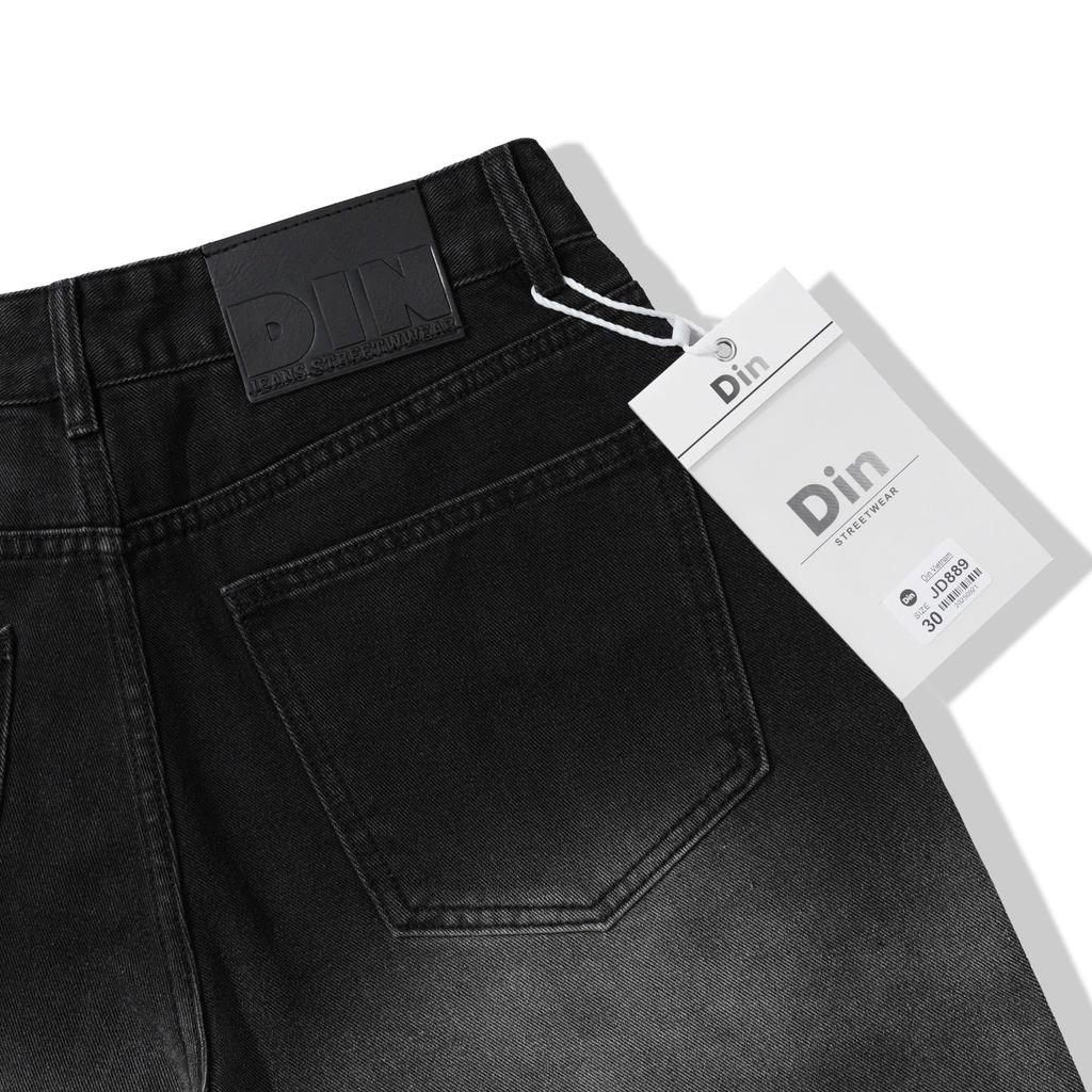 Quần Short Jean Nam DIN - Quần Bò Đen Basic Thoải Mái, Không Phai Màu Dễ Phối Đồ, Phong Cách Bụi Street Wall JD889