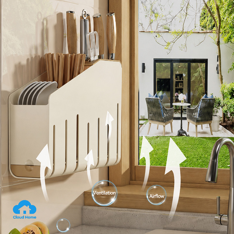 🌤️COD🌤️Giá đựng đũa treo tường, hộp đựng đồ nhà bếp đa chức năng, kệ đựng đồ nhà bếp không cần khoan
