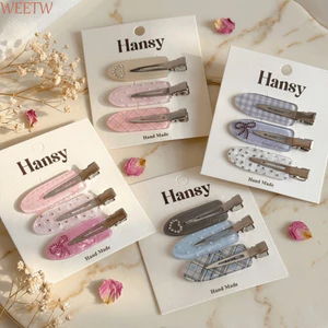 WEETW 3 Cái / bộ Kẹp Tóc Liền Mạch, Bộ Kẹp Tóc Chấm Bi Màu Kẹo, Acrylic Trong Suốt Dễ Thương Nhẹ Bên Nổ Kẹp Bé Gái