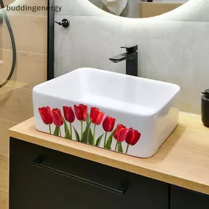 {BUDDI} Chậu rửa phòng tắm tự dính có thể tháo rời Nghệ thuật gạch chống thấm nước để trang trí nội thất Cải tạo giọng {buddingenergy}