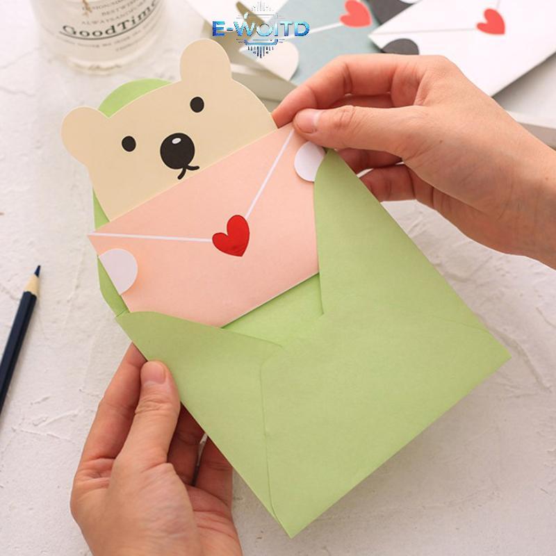 E-WOITD 1 / 9 Chiếc Thẻ Quà Tặng Hoạt Hình Dễ Thương Phong Bì Gấp Thiệp Chúc Mừng Ngày Lễ Bưu Thiếp Động Vật Thẻ Sinh Nhật Cho Sinh Viên Đảng E-WOITD