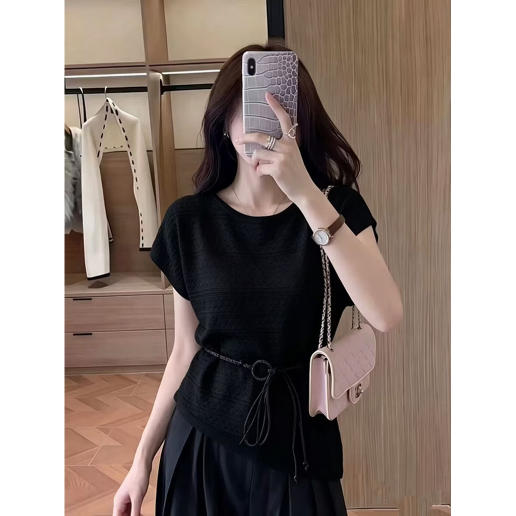 SUXI Hàng dệt kim thông thường màu trơn giản dị dành cho nữ mùa hè mới 260522