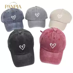PNPIA- Retro Rửa Đau Khổ Tình Yêu Thêu Giả Mũ Dành Cho Nữ Mùa Xuân Và Mùa Hè Vành Lớn Mềm Top Mũ Bóng Chày Có Thể Điều Chỉnh