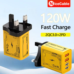 120W GaN Sạc Siêu Nhanh Sạc Điện Thoại Di Động 4 Trong 1 USB Kép + Dual PD Sạc QC3.0 Cho Điện Thoại Máy Tính Bảng Laptop