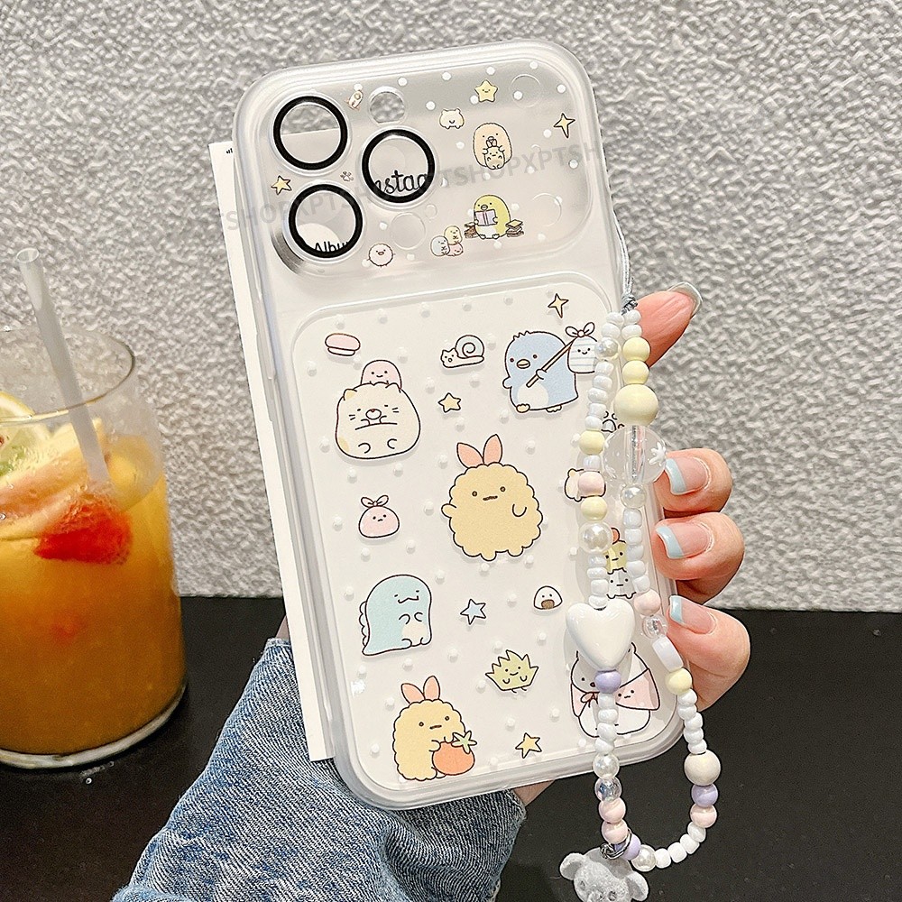 Ốp điện thoại Acrylic mờ chuỗi động vật hoạt hình 2 trong 1 cho iPhone 17 Pro Max 16 15 14 Vỏ bảo vệ chống sốc