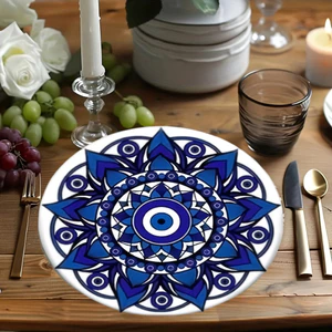1 Cái Tròn Bằng Gỗ Trang Trí Khay Tối Mandala Hoa Chân Khay Trang Trí Bàn