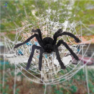 Đồ trang trí nhện Halloween - Nhện giả lông lớn có mắt đỏ cho bữa tiệc ngoài trời