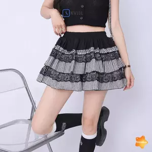 ALine Chắp Vá Váy Nữ Cao Cấp Kẻ Sọc Bánh Phồng Váy Ngắn Phong Cách Mùa Hè Thường Ngày Đi Chơi Mới