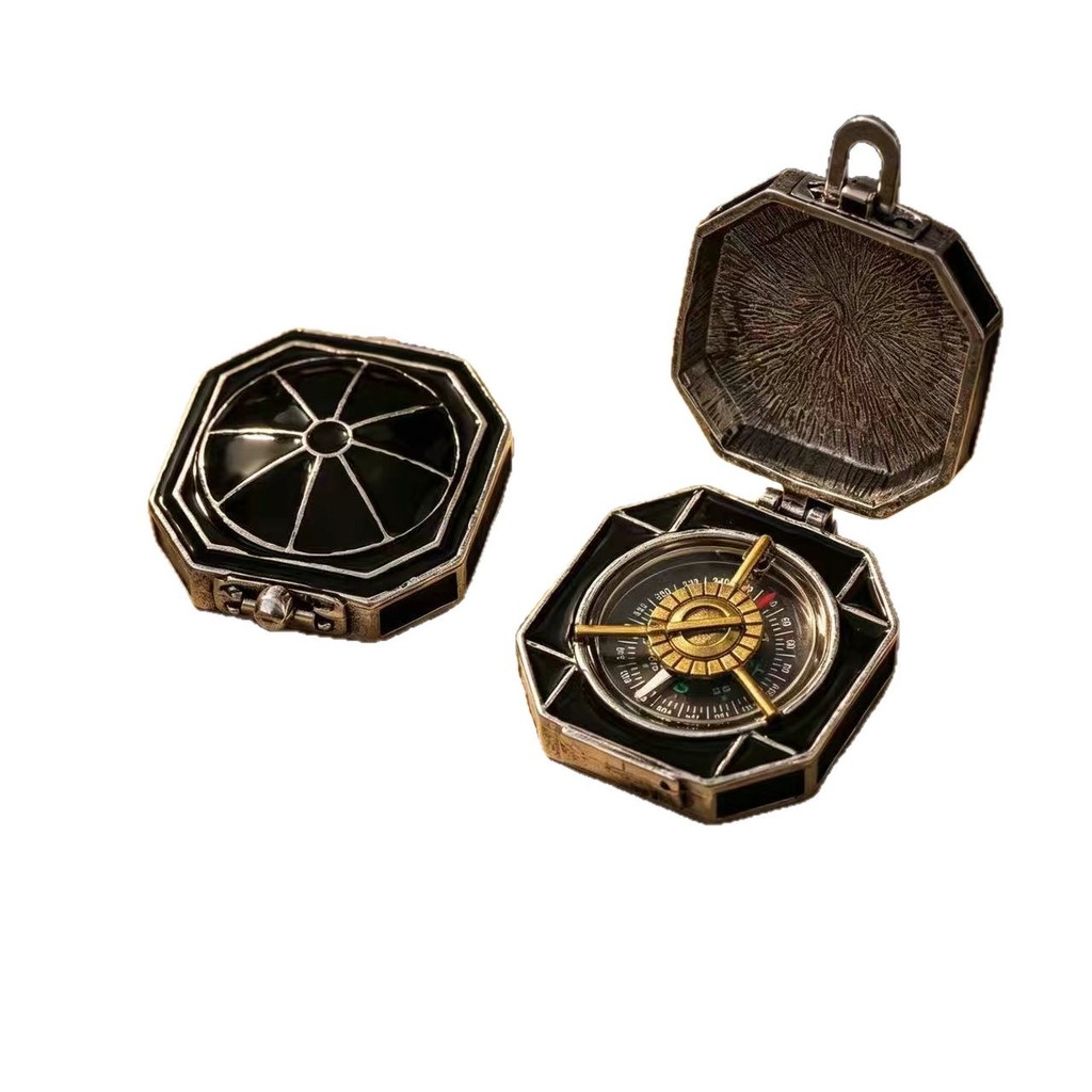 Vòng cổ mặt dây chuyền la bàn Jack Sparrow - Khóa mở hình bát giác cổ điển - La bàn chức năng - Dây da - Cosplay Ball Phụ kiện hàng ngày