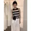 Thái Lan Đẹp Nhỏ Camisole Hình Chữ I Áo Vest Nữ Mùa Hè Mặc Ngoài Không Tay Sọc Băng Lụa Đan Tắt @ -