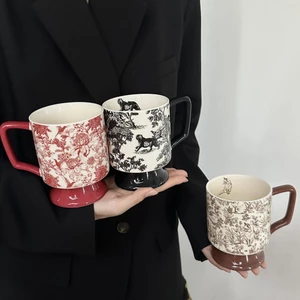 Retro ins Phong Cách Sáng Tạo Cốc Gốm Cốc Văn Phòng Tại Nhà Cốc Uống Cặp Đôi Cốc UOE9