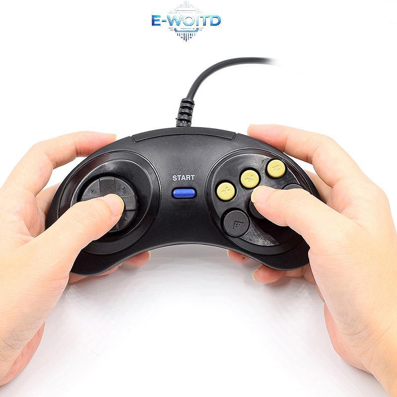 E-WOITD Classic Có Dây 6 Nút Tay Cầm Joypad Bộ Điều Khiển Trò Chơi Cho SEGA MD2 Mega Drive Phụ Kiện Chơi Game E-WOITD
