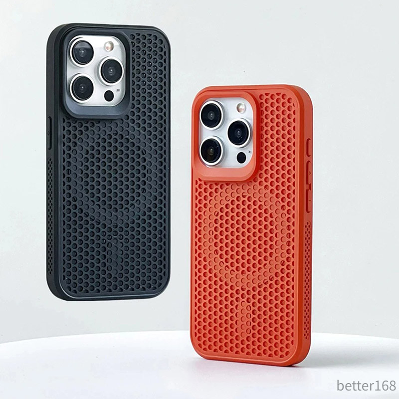 Vỏ từ lưới tản nhiệt cho iPhone 15 Pro Max 14 13 12 11 Pro Max vỏ bảo vệ thoáng khí, tản nhiệt và hỗ trợ sạc không dây