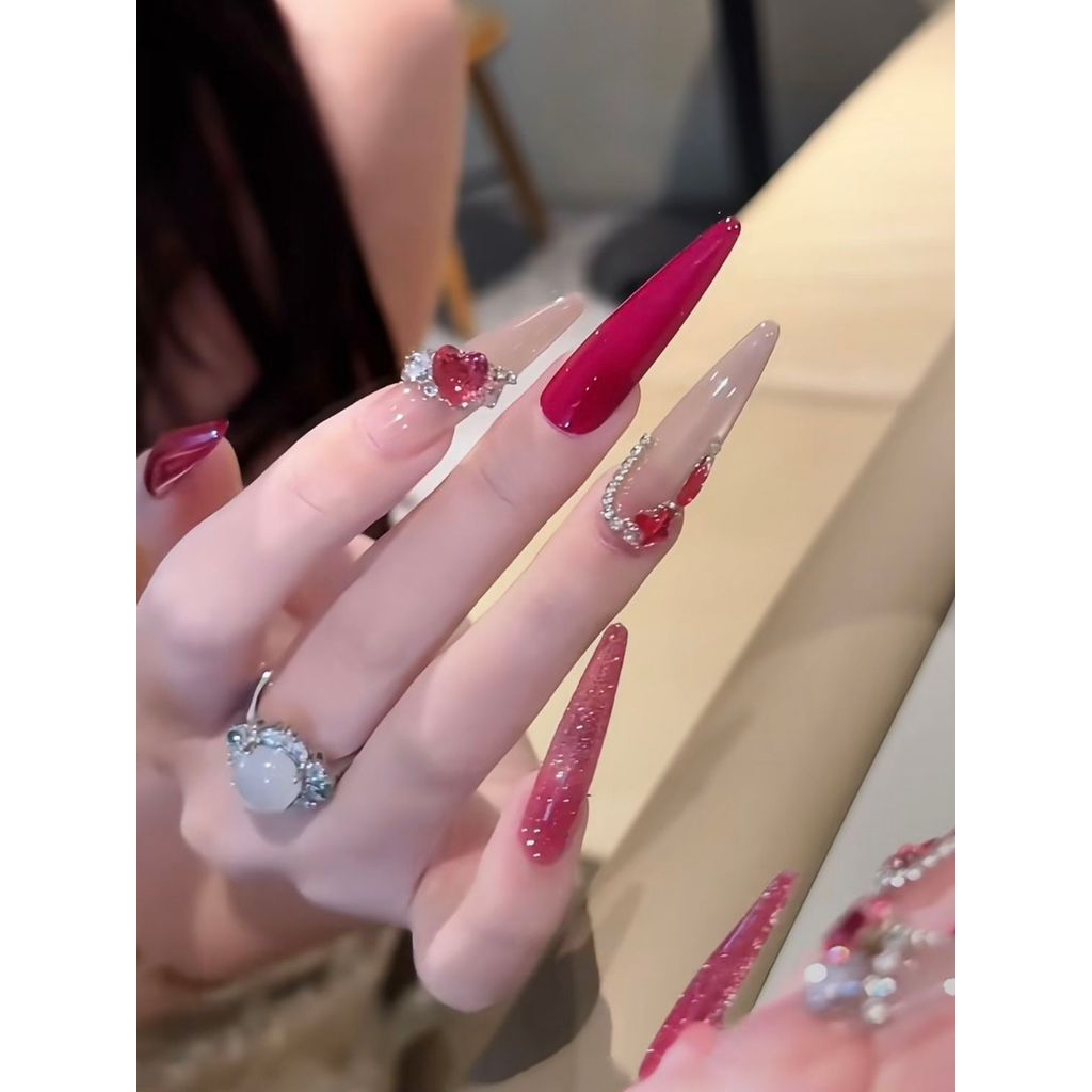 Gai Hoa Hồng Handmade Mặc Móng Tay Pure Desire Hoa Hồng Rồng Màu Trái Cây Cao Cấp Tính Khí Làm Trắng Móng Tay Miếng Dán