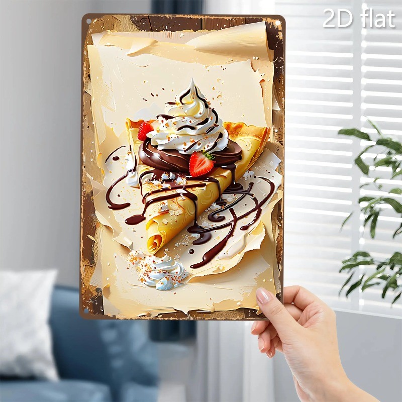 CIFbuy Vintage Tin Nghệ Thuật Treo Tường Dâu Sôcôla Crepe Nhà Bếp Cafe Trang Trí
