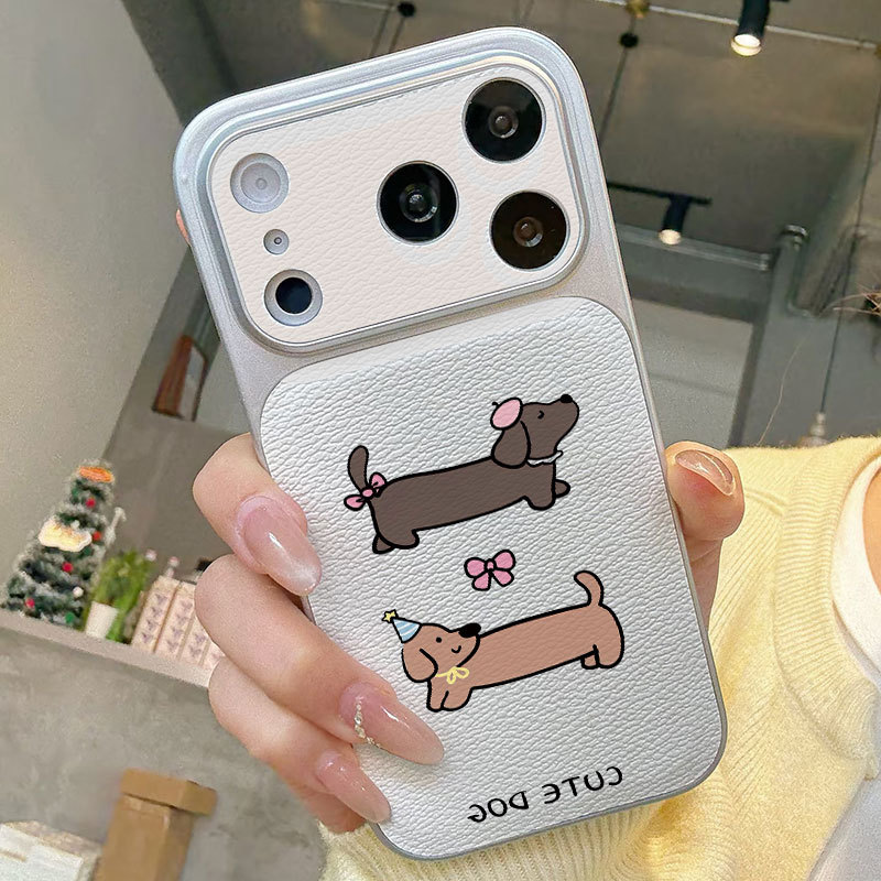 Ốp lưng iPhone mạ điện họa tiết da cho iP 17 16 15 14 13 12 11 Pro Max Plus Xr Xs Max họa tiết xúc xích
