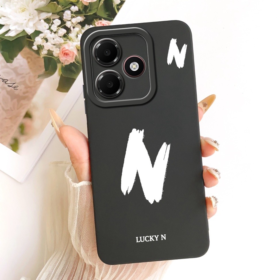 Dành Cho Oppo A6c Ốp điện thoại CPH2895 Silicon Sang Trọng Chữ A-Z Vương Miện Thời Trang 2D Sơn Vỏ Cho Oppo A6c Ốp điện thoại Chống Sốc