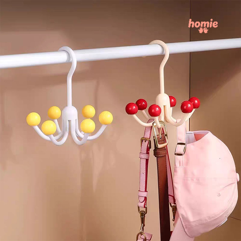 Móc treo quần áo đa năng Dopamine xoay sáu ngạnh, dùng trong gia đình, có chức năng điều chỉnh, thích hợp cho tủ quần