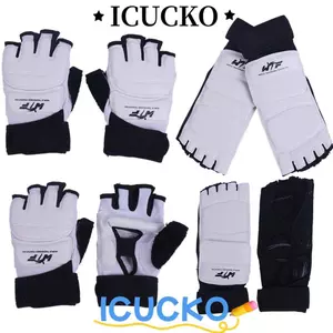 Găng tay đấm bốc ICUCKO, Găng tay Taekwondo nửa ngón Karate Muay Thái, Găng tay tập luyện bằng da PU bảo vệ bàn chân cho người lớn và trẻ em