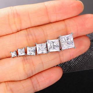 1PC 16G Vuông Zircon Bông Tai Đồng Sọc 5 / 6 / 7 / 8mm Kim Cương Tai Đồ Trang Trí Sụn Bông Tai
