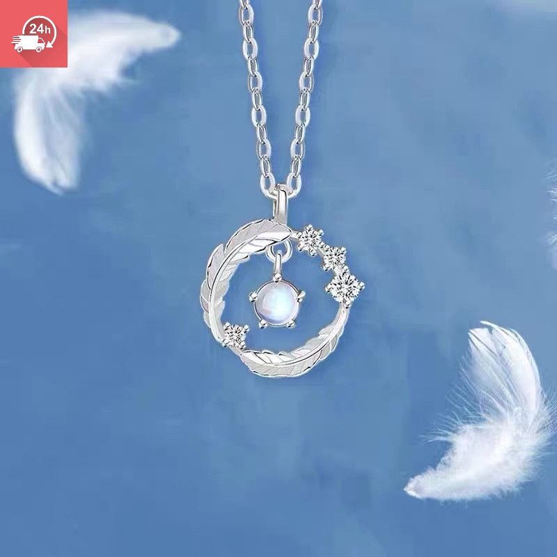 Tính khí thời trang mới của Trung Quốc zircon lông vũ mặt dây chuyền hình học cá tính và đa năng Vòng cổ nữ